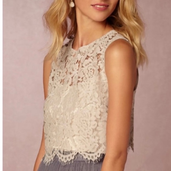Jenny Yoo Tops - Jenny Yoo beige lace top with sheer tank
